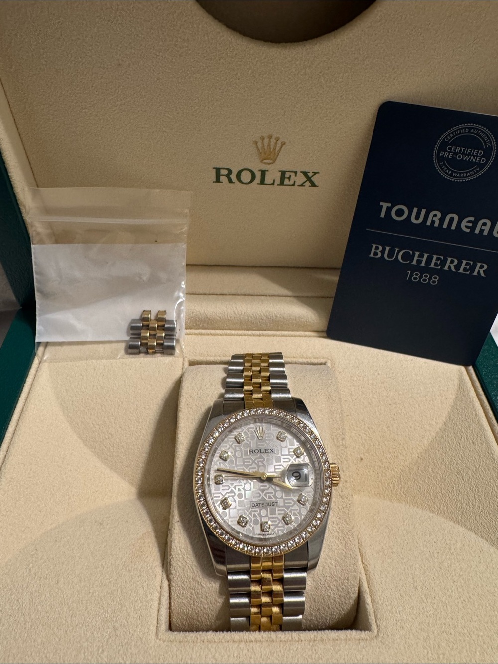 Rolex Women's Two-Tone Diamond Dial Watch — Gold & Silver